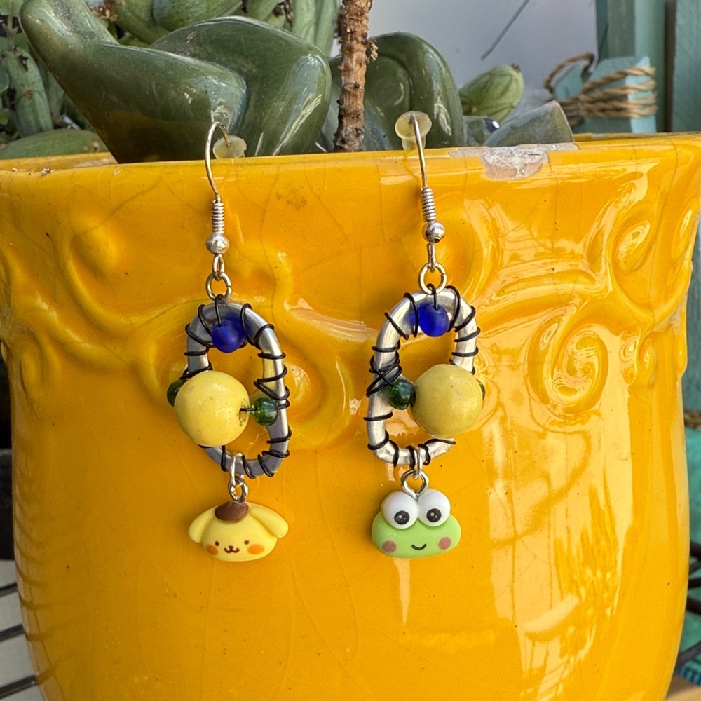 EKA UPCYCLED POP Tab Earrings Pom Pom & Keropi From Sanrio